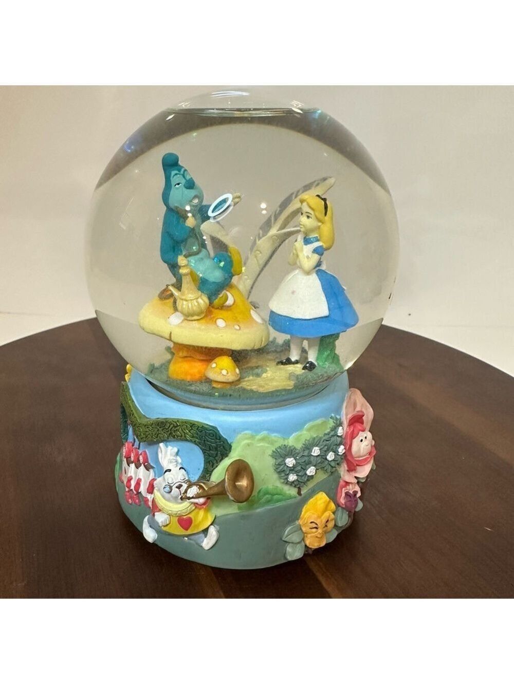Disney Alice in Wonderland Snow Globe Enesco Musical “I’m Late” White Rabbit